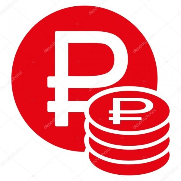 Значок рубля красный