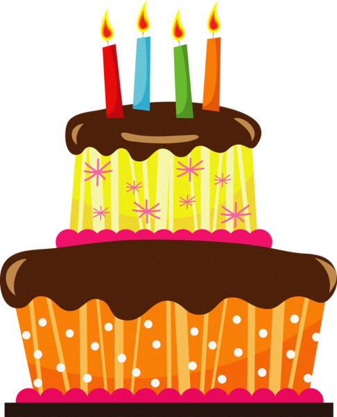 Торт и подарки на прозрачном фоне