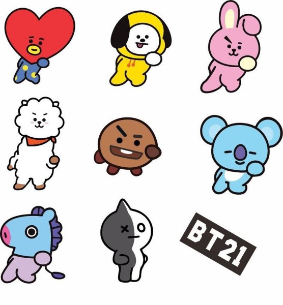 Стикеры bt21 BTS чб