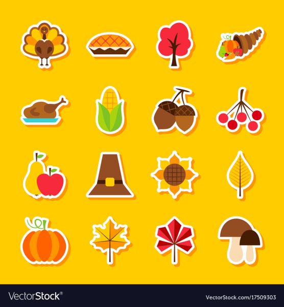 Атрибуты дня Благодарения на белом фоне