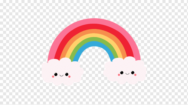 Кавайные облачка с радугой
