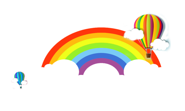 Остров на белом фоне с радугой