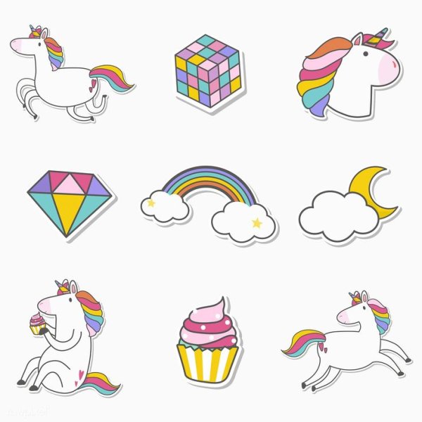 Наклейки Единороги для распечатки
