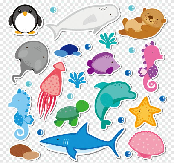 Морские обитатели в наклейках