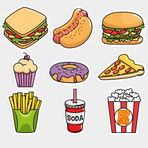 Наклейки еда фаст фуд