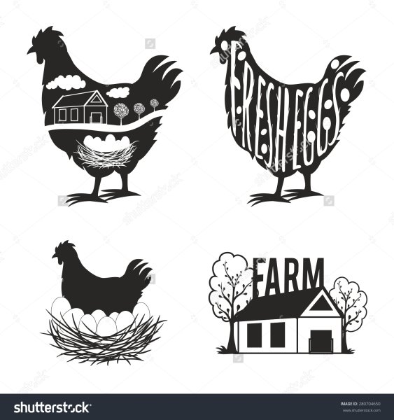 Курица в гнезде силуэт