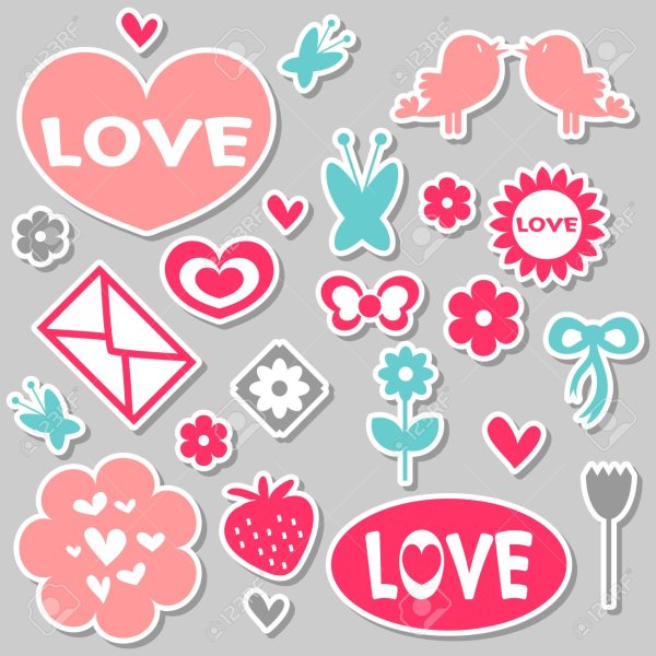 White Stickers Love VECTORSTOCK