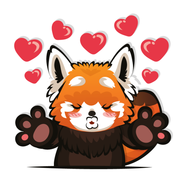 Стикеры Пандочка сердечками