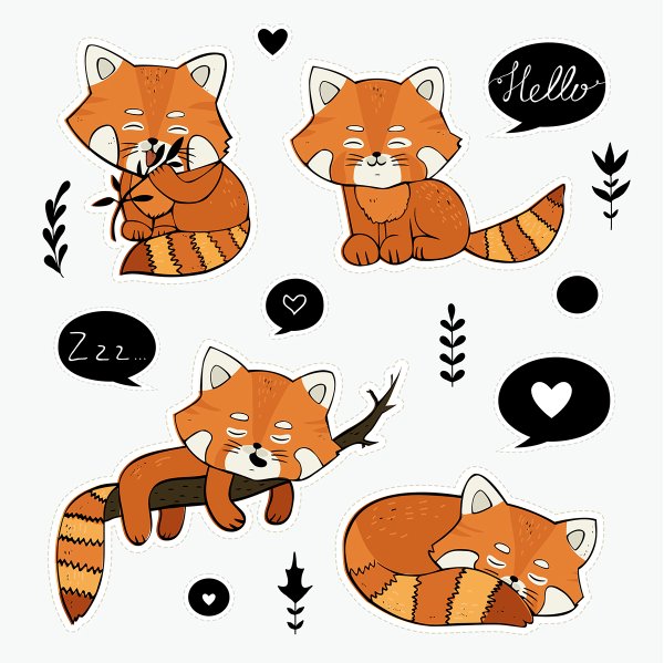 Стилизация животных красная Панда