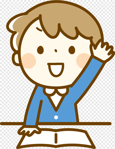 Ученик поднимает руку стикер