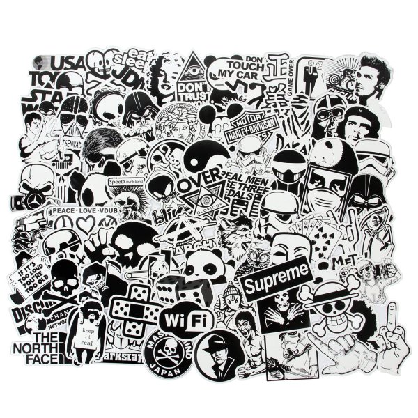 Стикер бум черно белый