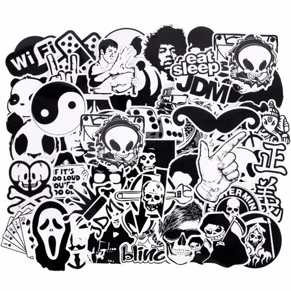 Стикербомбинг черно белый