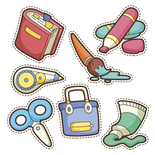 Стикеры школьные предметы