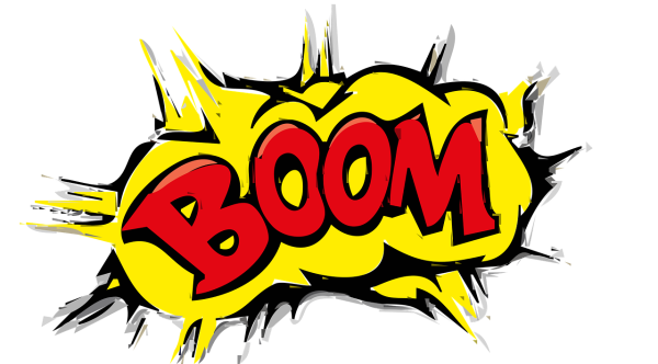 Взрыв бум на белом фоне