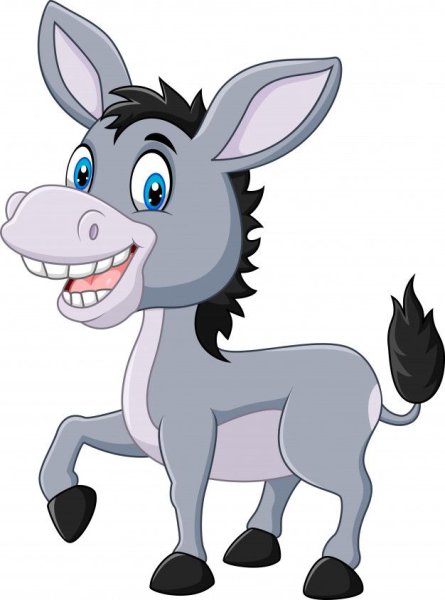 Мультяшный ослик на белом фоне