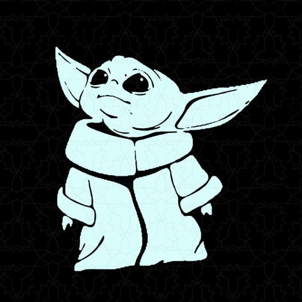 Малыш йода черно белый