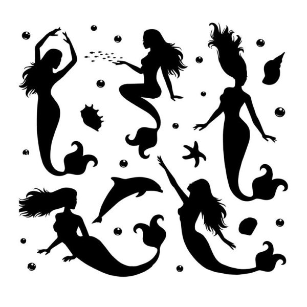 Трафарет русалки на стену