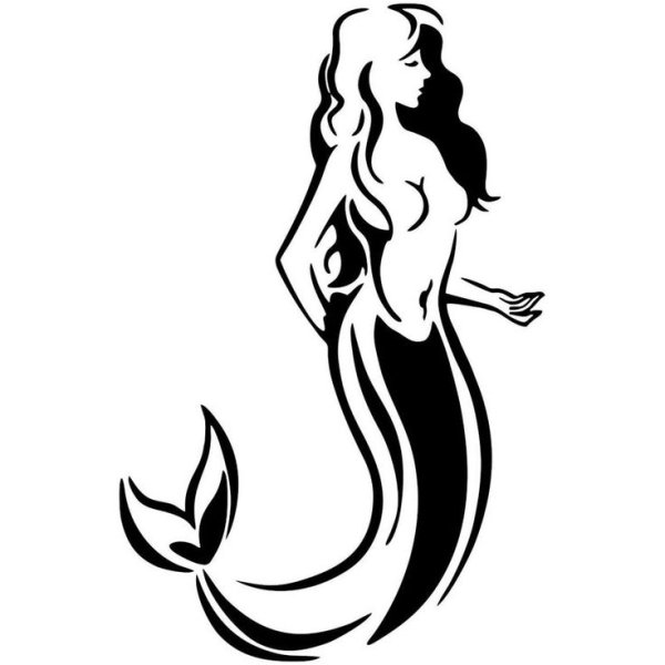 Тату силуэт русалки
