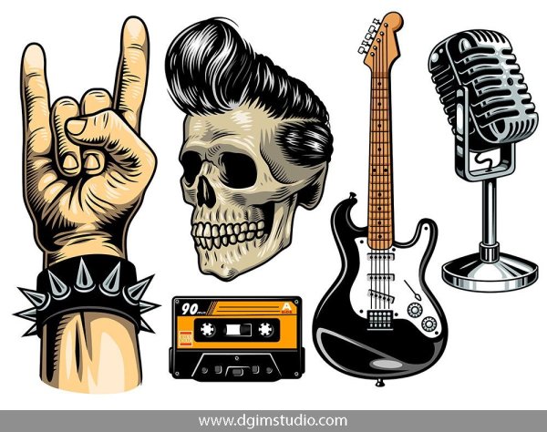 Наклейки в стиле рок-н-ролла