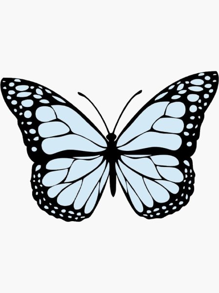 Голубая бабочка нарисованная