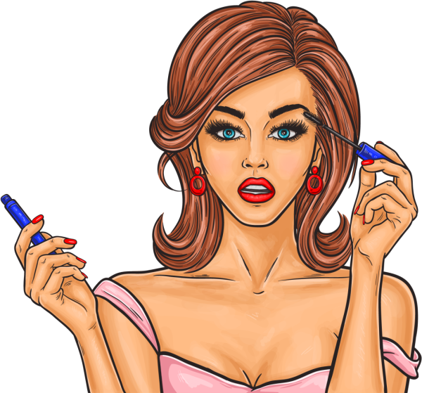 Девушка поп арт на прозрачном фоне