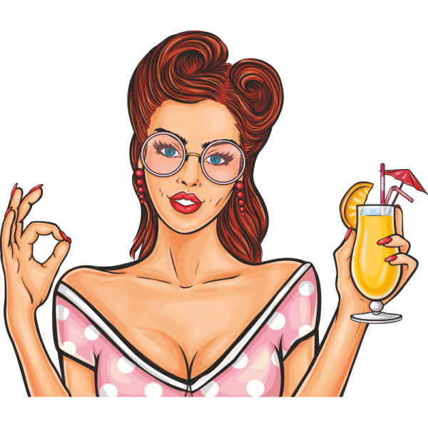 Поп арт девушка с бокалом
