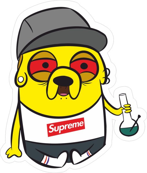 Стикеры желтый  пес в бейсболке