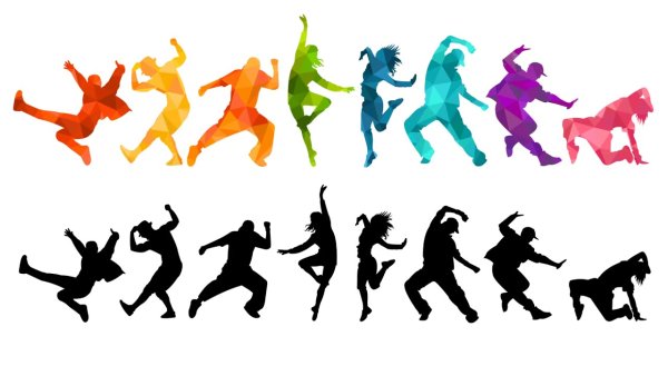 Цветные силуэты танцоров