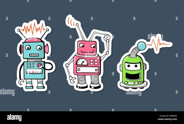 Наклейки милые роботы