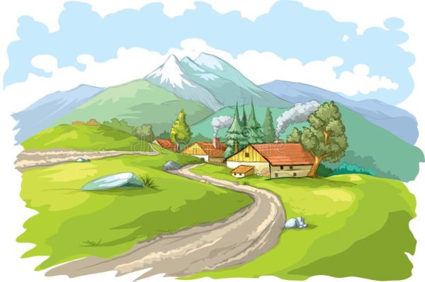 Домик в горах Векторная Графика