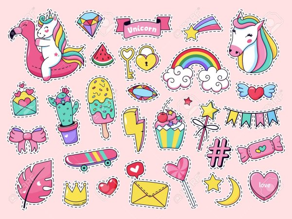 Девчачьи наклейки для срисовки