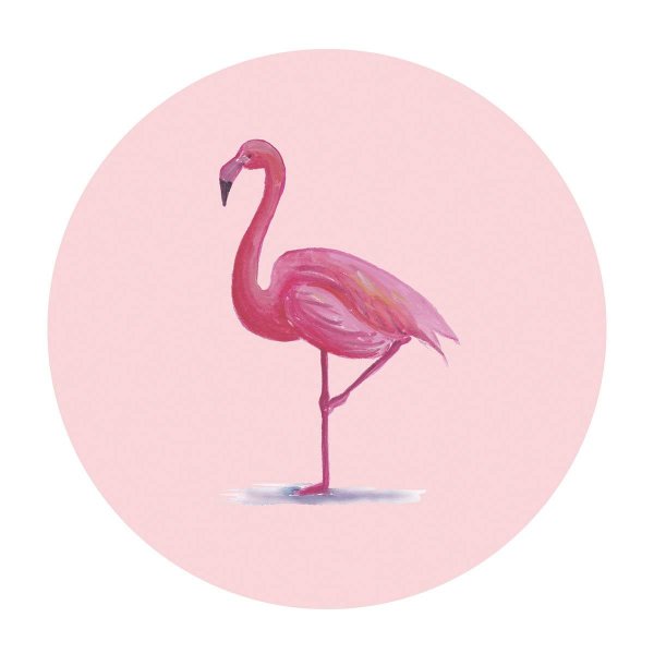 Стикеры круглые Фламинго