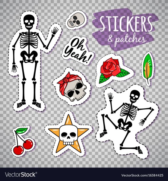 На тетрадь наклейка со скелетом