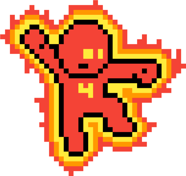 Пиксельный человек с факелом