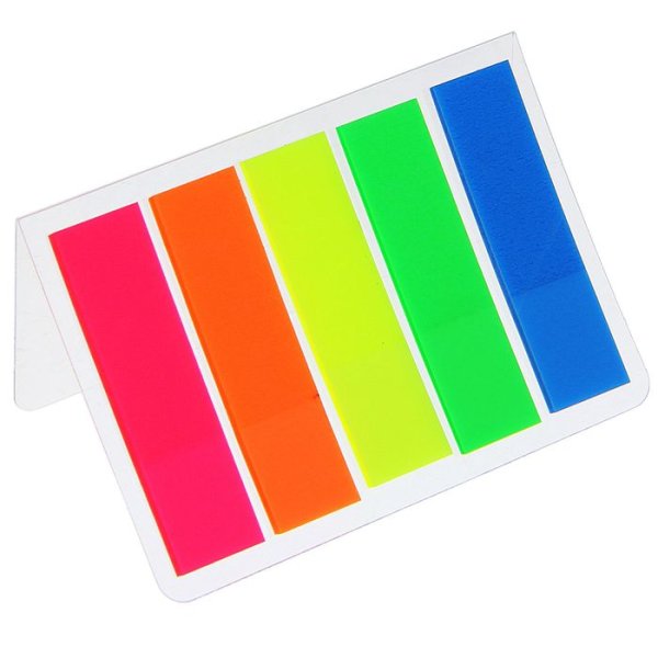 Блок-закладка с липким краем пластик стрелки 15л*5 флуор микс