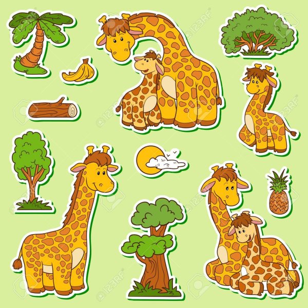 Рисунок жирафа с наклейки