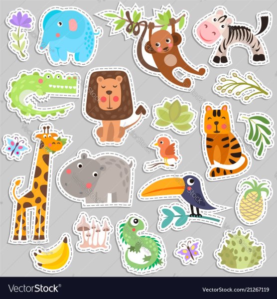 Наклейки животные джунглей