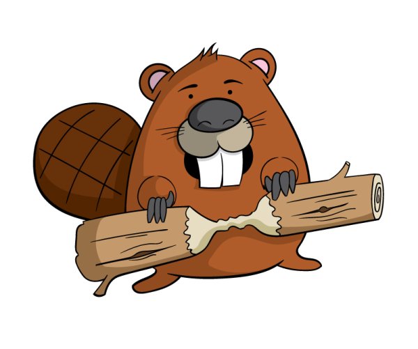 Бобер с бревном