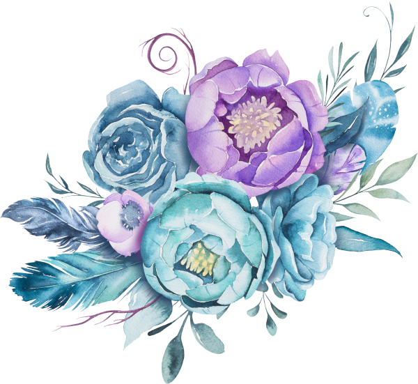 Акварельные цветочки в бирюзовом цвете