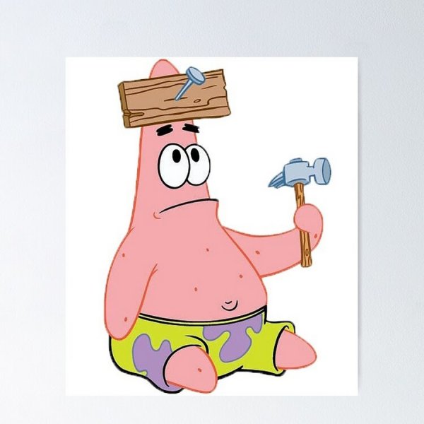 Патрик с доской на голове