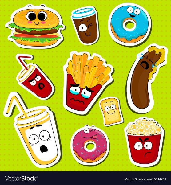 Наклейки фаст фуд