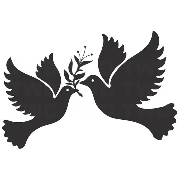 Два голубя силуэт