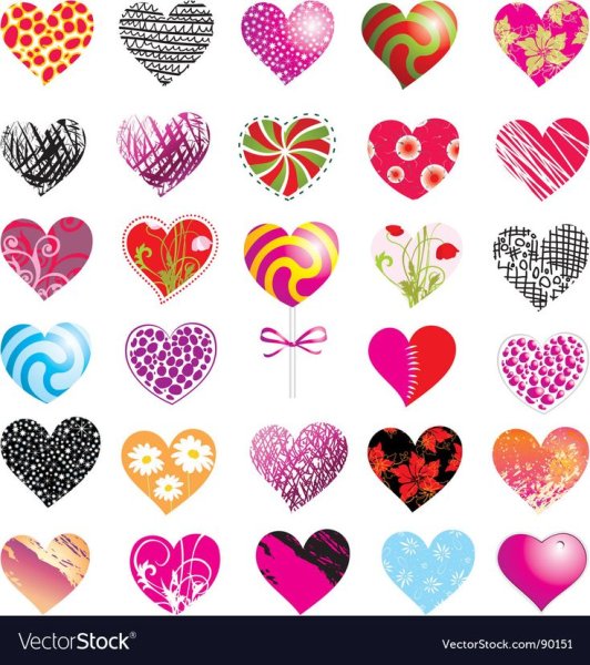 Наклейки сердечки разноцветные