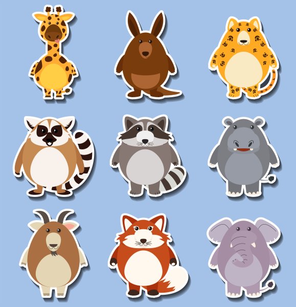 Животные наклейки вектор