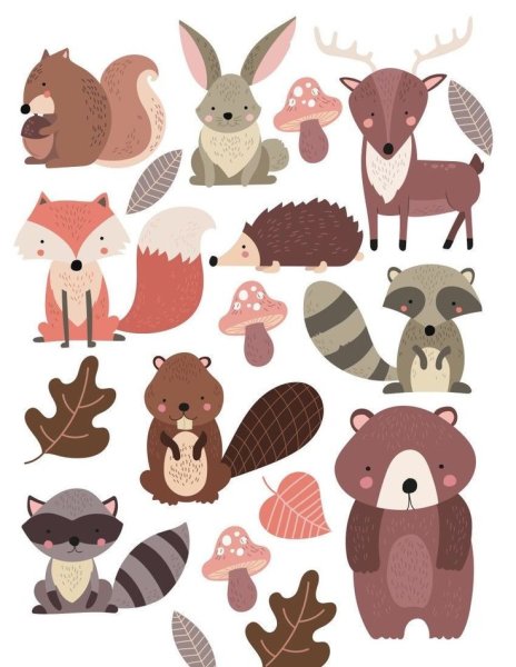 С наклейками Лесные животные