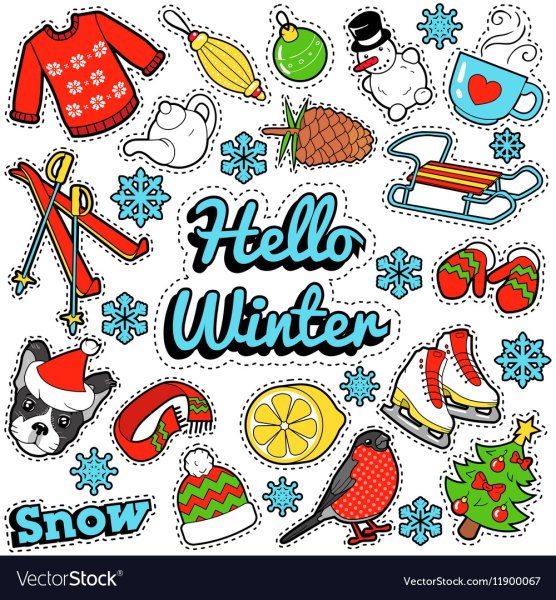 Зимние Стикеры для распечатки