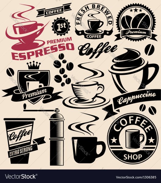 Наклейки для кофейни в векторе