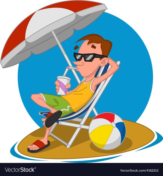 Человек на шезлонге вектор