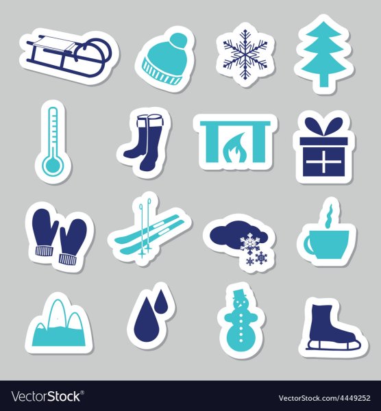 Зимние наклейки вектор