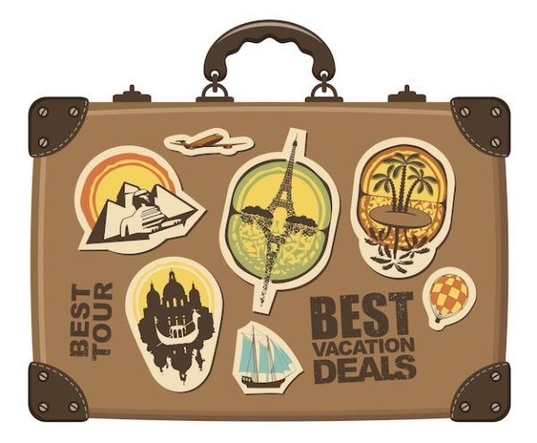 Чемодан для путешествий с наклейками